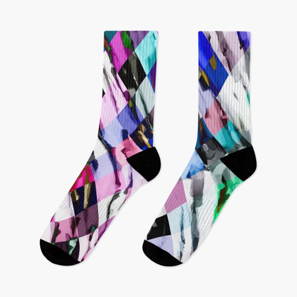 Item preview, geometric pixel square pattern abstract in purple blue pink designed and sold by Mrvell.
