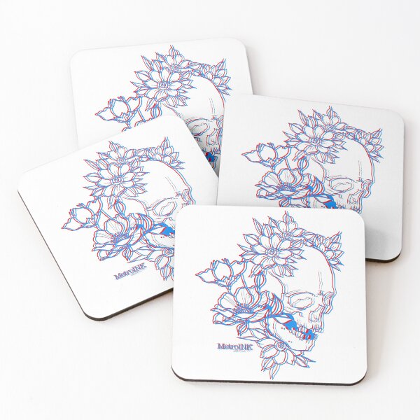 Item preview, 3D Skull and Flowers  designed and sold by MetroInk.