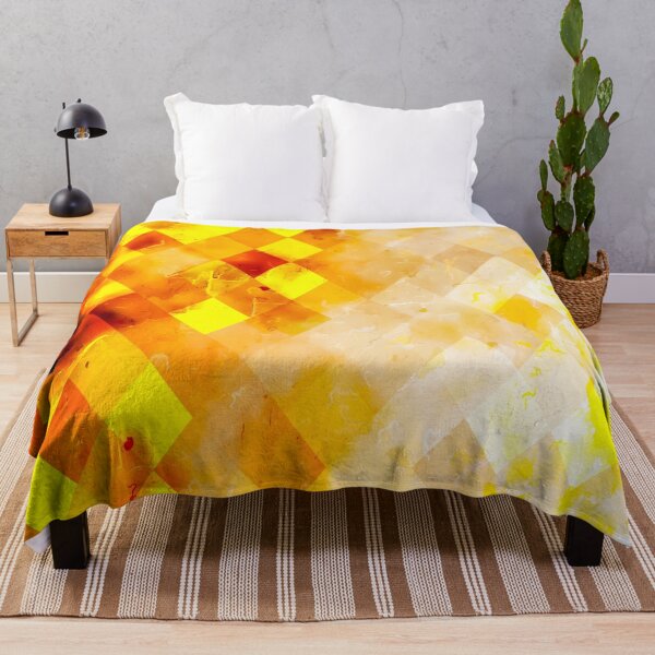 Item preview, geometric pixel square pattern abstract in brown and yellow designed and sold by Mrvell.