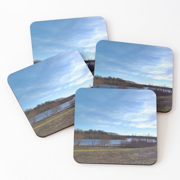 Item preview, River under a partly cloudy blue sky with trees on both banks designed and sold by Mothe3rd.
