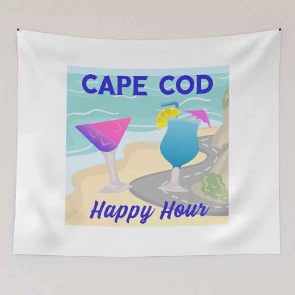 Item preview, Cape Cod Happy Hour Sign with Cocktails on the Beach designed and sold by WigOutlet.
