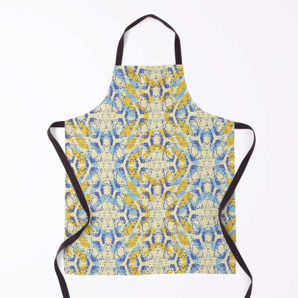 Item preview, abstract geometric textured pattern in yellow and blue colors designed and sold by rysunki-malunki.