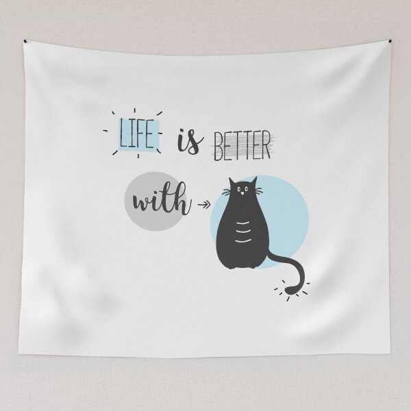 Item preview, Life is better with Cats in blue and grey designed and sold by Blue-Fairy.