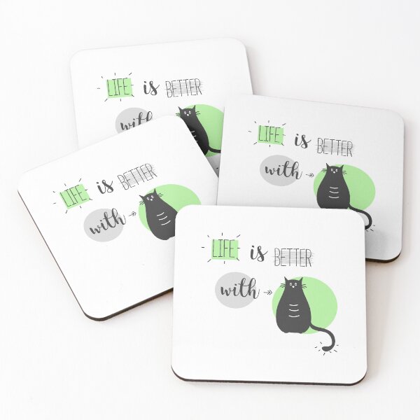Item preview, Life is better with Cats in green and grey designed and sold by Blue-Fairy.