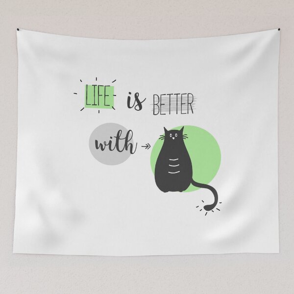 Item preview, Life is better with Cats in green and grey designed and sold by Blue-Fairy.