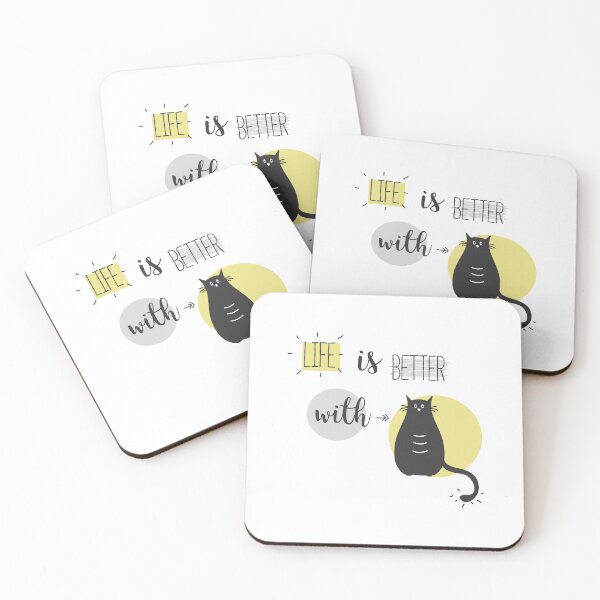 Item preview, Life is better with Cats in yellow and grey designed and sold by Blue-Fairy.