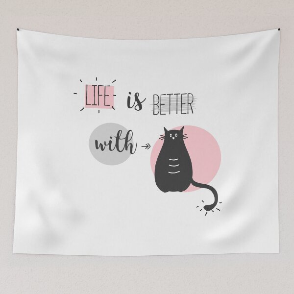 Item preview, Life is better with Cats in pink and grey designed and sold by Blue-Fairy.