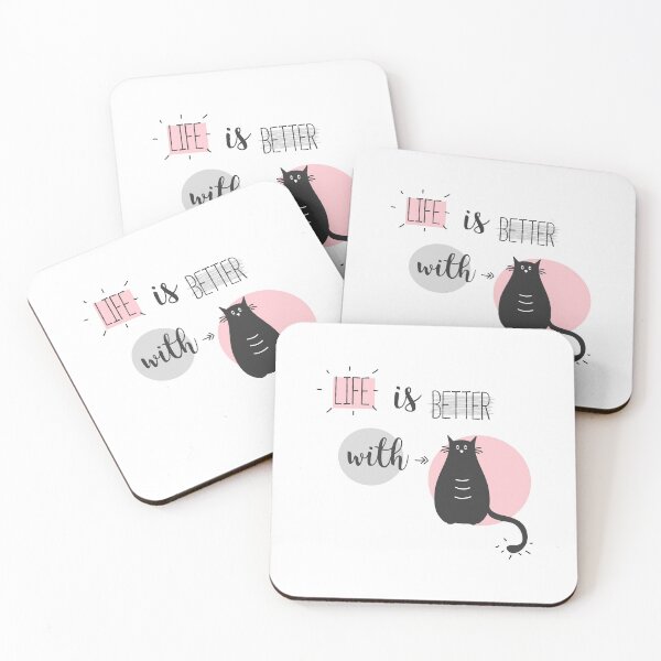 Item preview, Life is better with Cats in pink and grey designed and sold by Blue-Fairy.