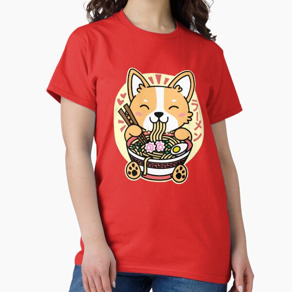Item preview, Corgi Eating Ramen Cute Kawaii Noodles designed and sold by DetourShirts.