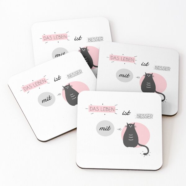 Item preview, Life is better with Cats in pink and grey (german) designed and sold by Blue-Fairy.