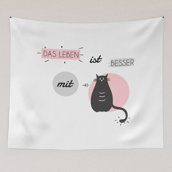 Item preview, Life is better with Cats in pink and grey (german) designed and sold by Blue-Fairy.