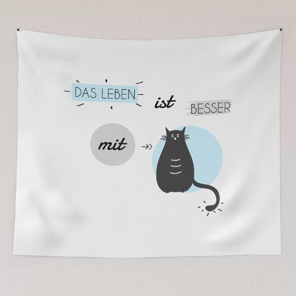 Item preview, Life is better with Cats in blue and grey (german) designed and sold by Blue-Fairy.