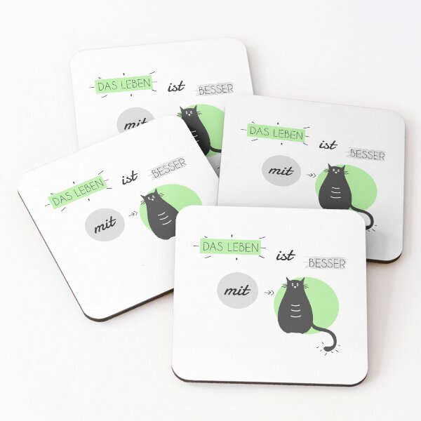 Item preview, Life is better with Cats in green and grey (german) designed and sold by Blue-Fairy.