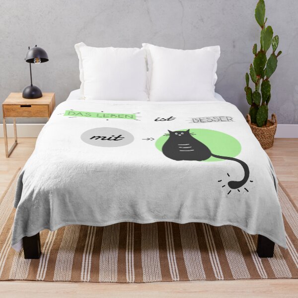 Item preview, Life is better with Cats in green and grey (german) designed and sold by Blue-Fairy.