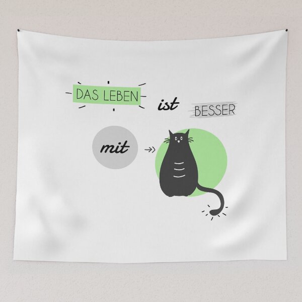 Item preview, Life is better with Cats in green and grey (german) designed and sold by Blue-Fairy.