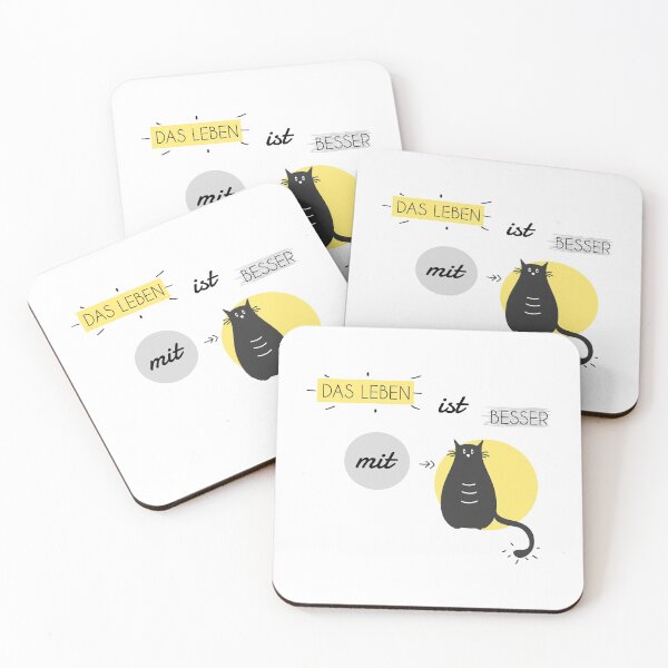 Item preview, Life is better with Cats in yellow and grey (german) designed and sold by Blue-Fairy.