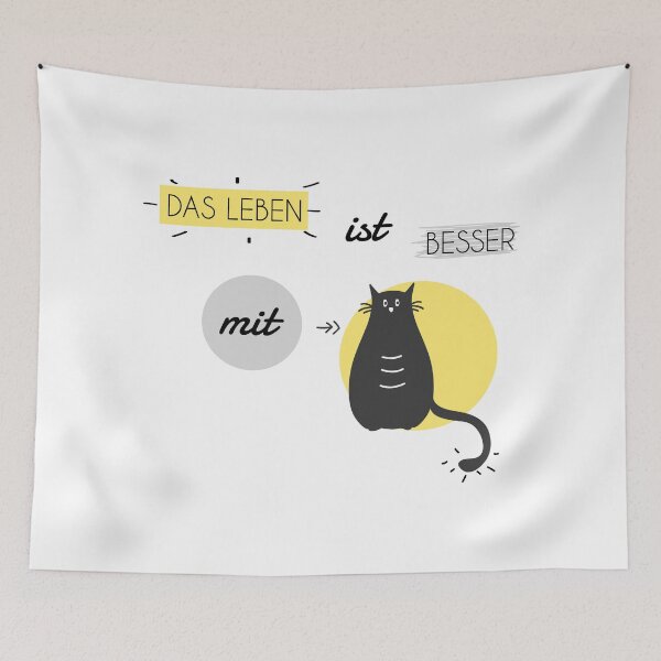Item preview, Life is better with Cats in yellow and grey (german) designed and sold by Blue-Fairy.