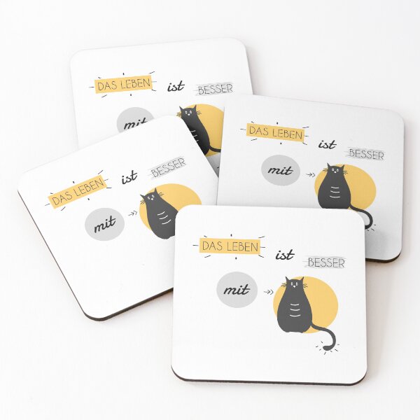 Item preview, Life is better with Cats in yellow and grey (german) designed and sold by Blue-Fairy.