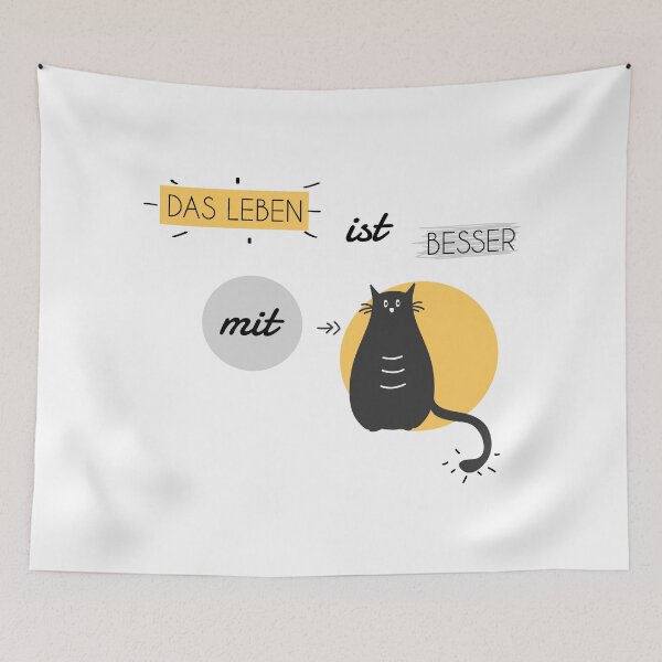 Item preview, Life is better with Cats in yellow and grey (german) designed and sold by Blue-Fairy.