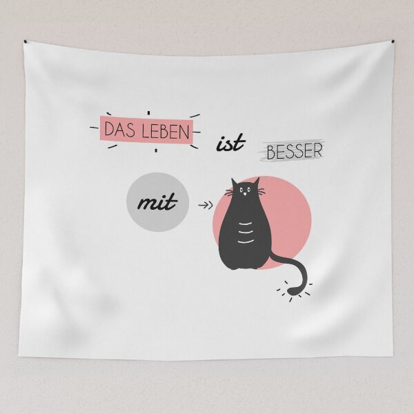 Item preview, Life is better with Cats in red and grey (german) designed and sold by Blue-Fairy.