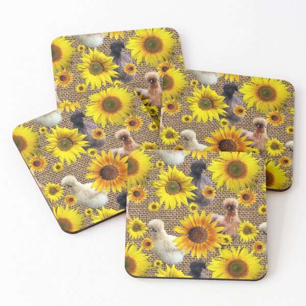 Item preview, Farmhouse Silkies Peeking Around Sunflowers on Burlap designed and sold by StandoutSilkies.