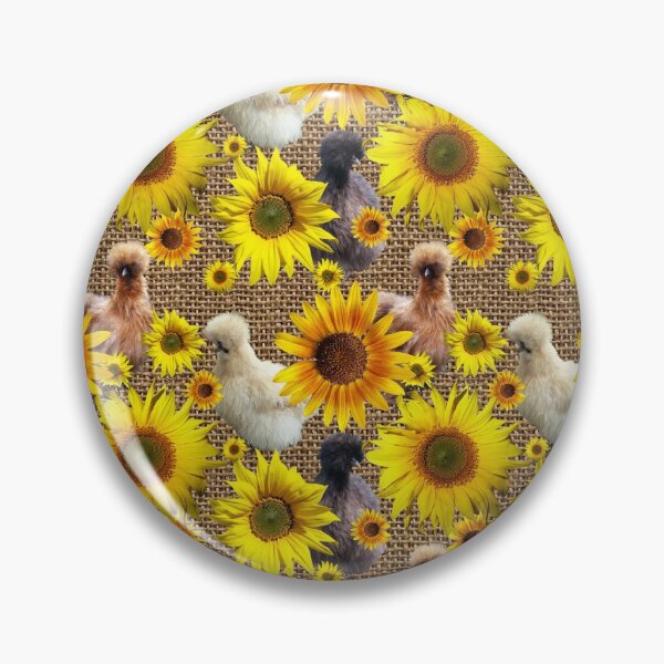 Item preview, Farmhouse Silkies Peeking Around Sunflowers on Burlap designed and sold by StandoutSilkies.