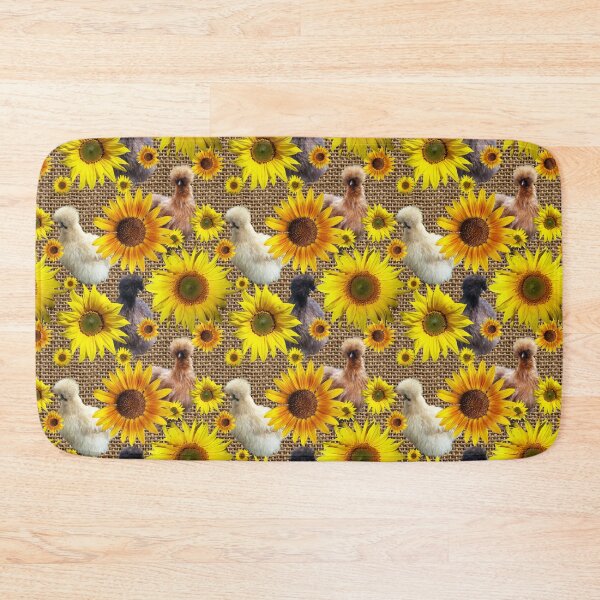 Item preview, Farmhouse Silkies Peeking Around Sunflowers on Burlap designed and sold by StandoutSilkies.