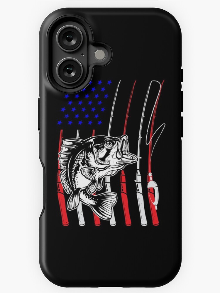 Imagen 1 de 4, Funda de iPhone con la obra Pesca Bandera Americana Bandera Caña De Pescar Americana, diseñada y vendida por Enomis72.