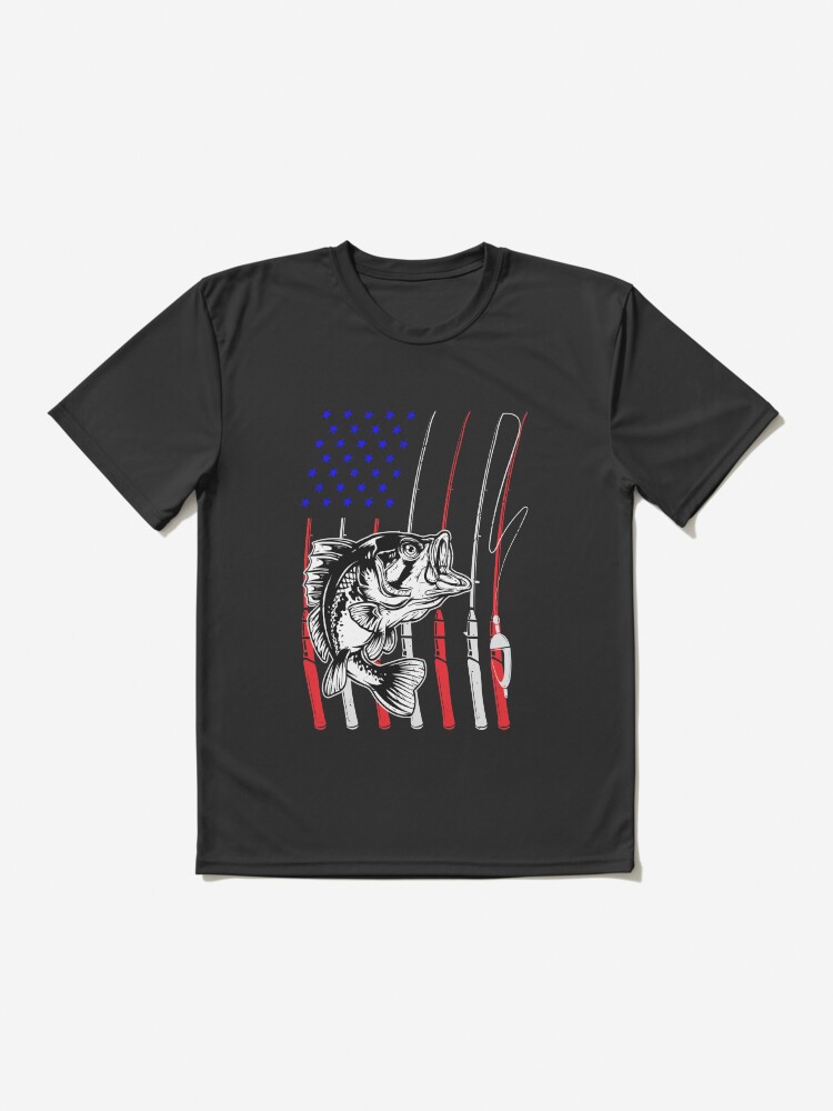 Imagen 2 de 7, Camiseta deportiva con la obra Pesca Bandera Americana Bandera Caña De Pescar Americana, diseñada y vendida por Enomis72.