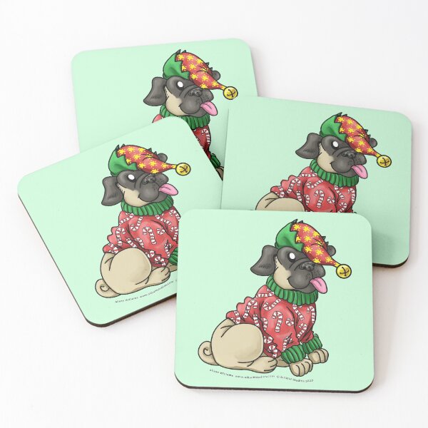 Item preview, Christmas Elf Pug #5 designed and sold by SillWillStudios.