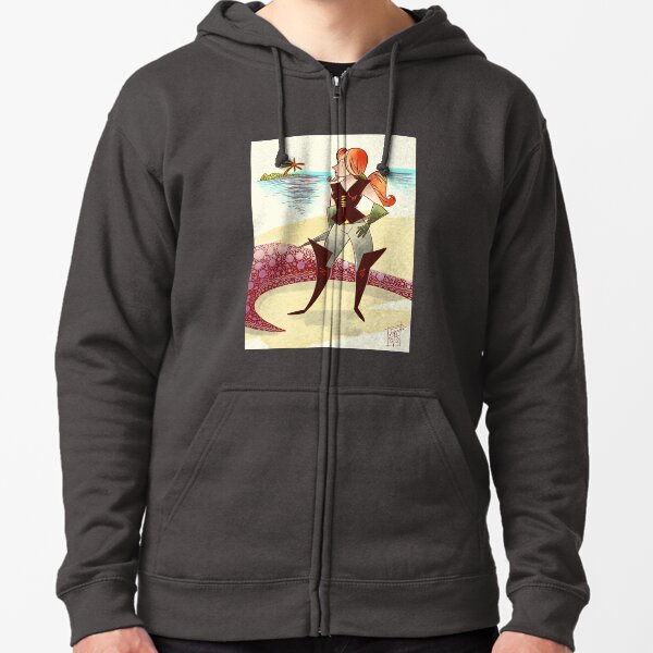 Oro the Pyrate on Kraken Isle Zipped Hoodie