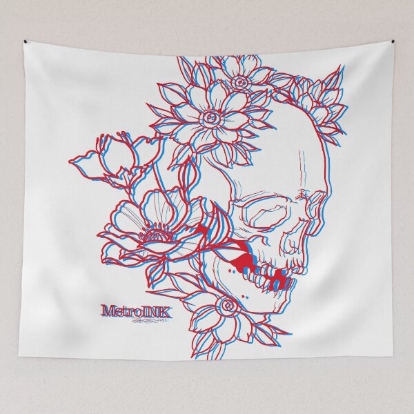 Item preview, 3D Skull And Flowers  designed and sold by MetroInk.