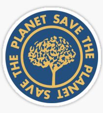 Save the planet hand drawn lettering on clean white background. Retro style calligraphy, motivational phrase for Earth day. For greeting card, logo, badge, print, poster, party designs. Sticker