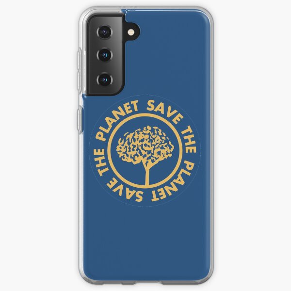 Save the planet hand drawn lettering on clean white background. Retro style calligraphy, motivational phrase for Earth day. For greeting card, logo, badge, print, poster, party designs. Samsung Galaxy Soft Case