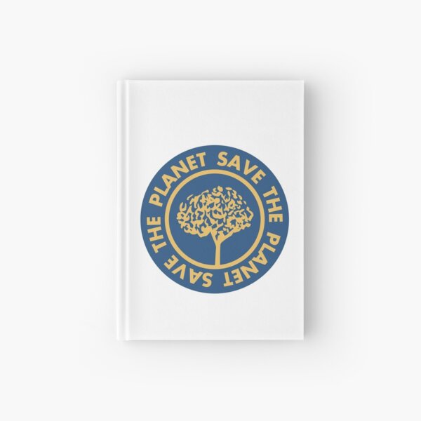 Save the planet hand drawn lettering on clean white background. Retro style calligraphy, motivational phrase for Earth day. For greeting card, logo, badge, print, poster, party designs. Hardcover Journal
