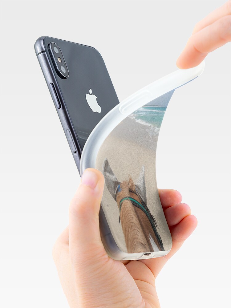 Alternate view of Horse on the beach iPhone Case