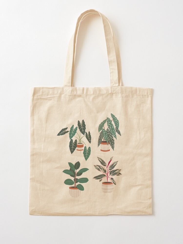 Cute Plant Pot Cottage Core Aesthetic Design on Canvas Tote 