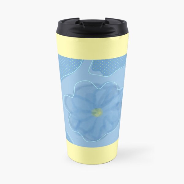 Blue Polka Dot Flower Travel Mug