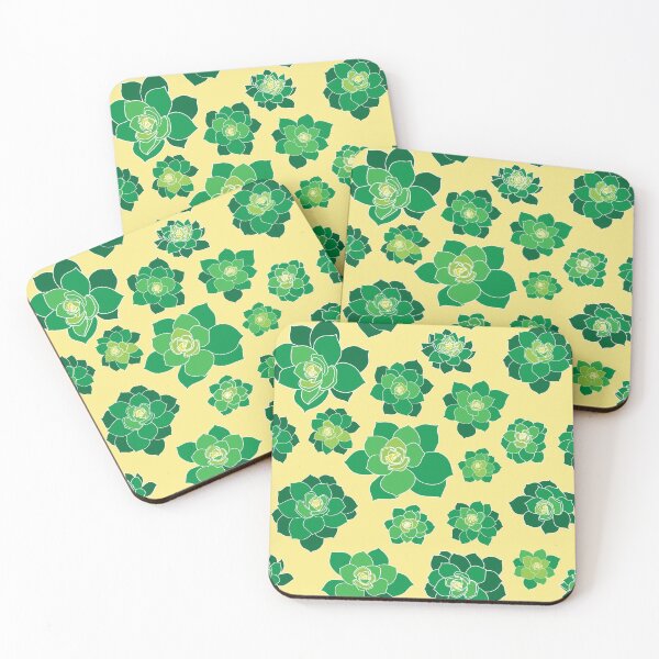 Item preview, Seamless Pattern Green Succulent with Yellow Background designed and sold by Jovydesign.