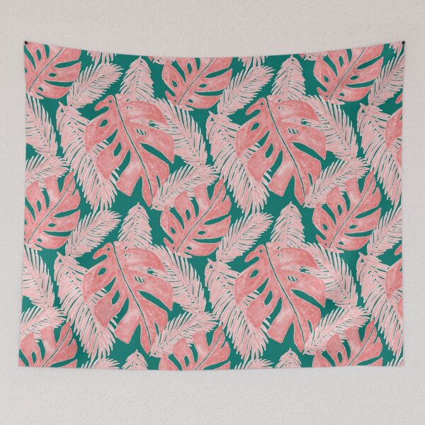 Item preview, Tropical Monstera Leaf Pattern Pink and Green designed and sold by Julie Erin Designs.