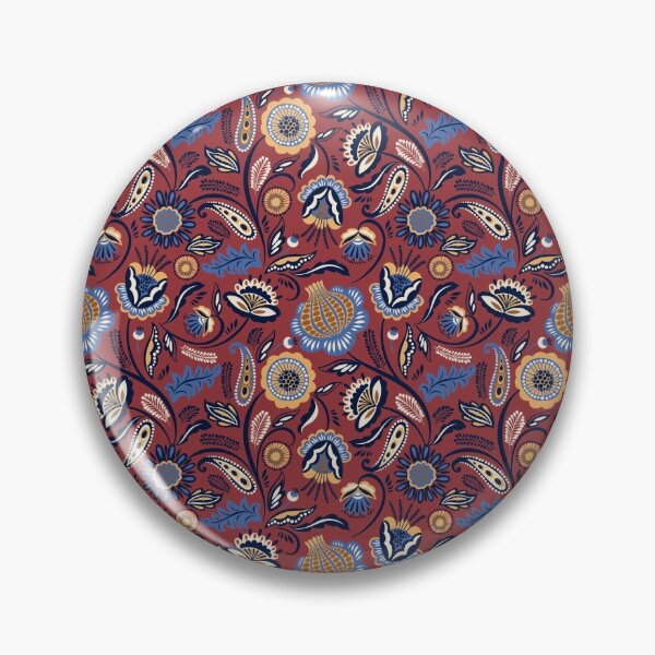 Item preview, Trendy Folk Pattern with Maroon & Blue Tones designed and sold by The Masked Designer.