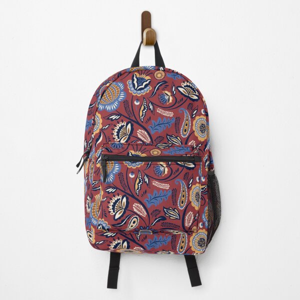 Item preview, Trendy Folk Pattern with Maroon & Blue Tones designed and sold by The Masked Designer.