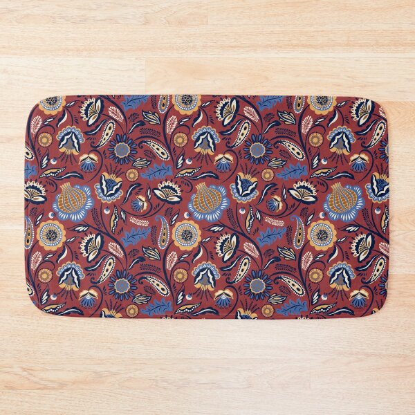 Item preview, Trendy Folk Pattern with Maroon & Blue Tones designed and sold by The Masked Designer.
