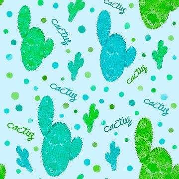 Artwork thumbnail, cactus pattern - cactus in watercolor by Fatamimosh