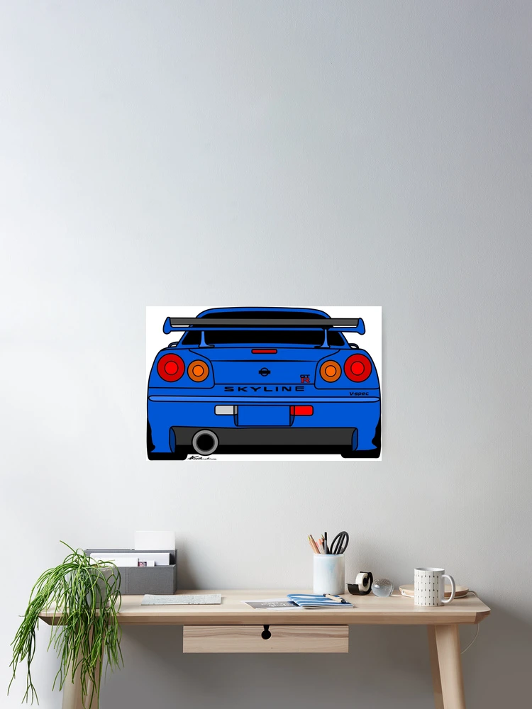 Thumbnail 2 of 3, Poster, R34 Rear  designed and sold by ClassicAuto.