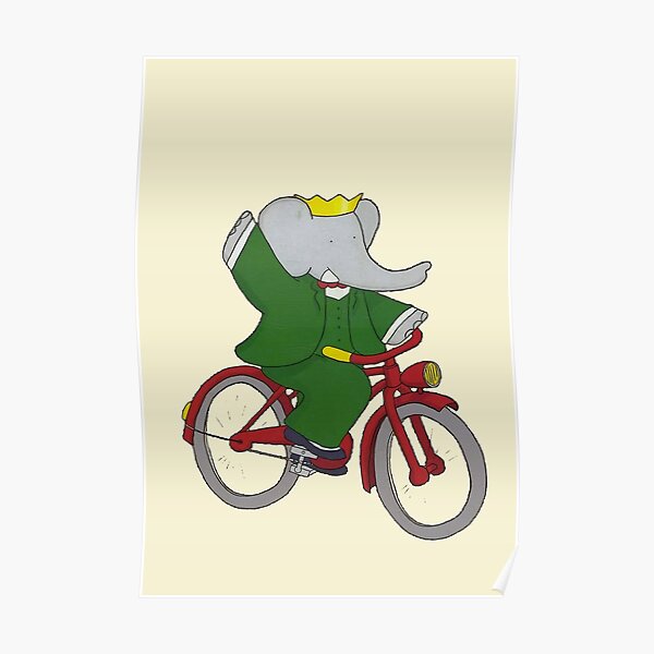 Babar fait du vélo Poster