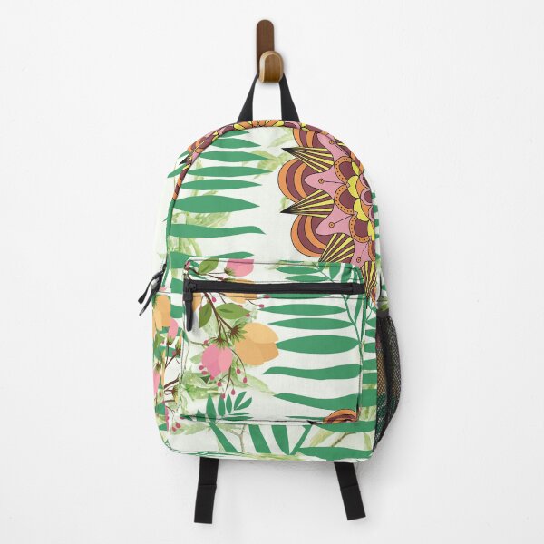 Item preview, Pink Mandala Flower with Green Leaves and Flower Branches designed and sold by silviaol.