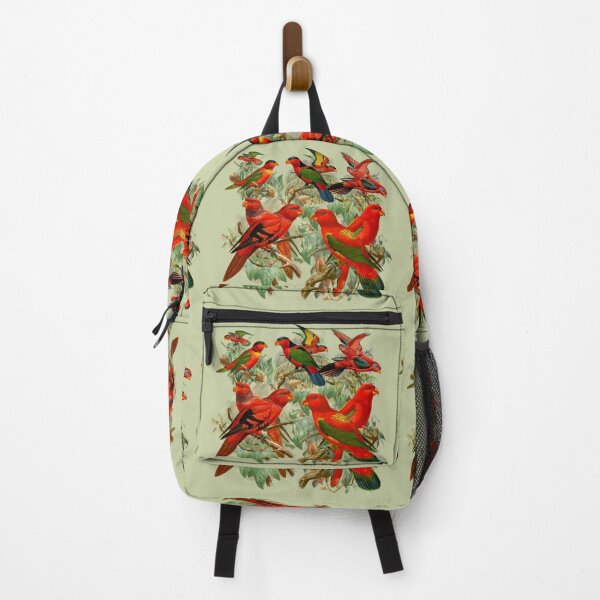 Item preview, Red Parrots, Blue Eclectus Parrot, King Parrot, beautiful colorful birds, collage of bright red vintage bird drawings, beautiful feathers designed and sold by Orianah.