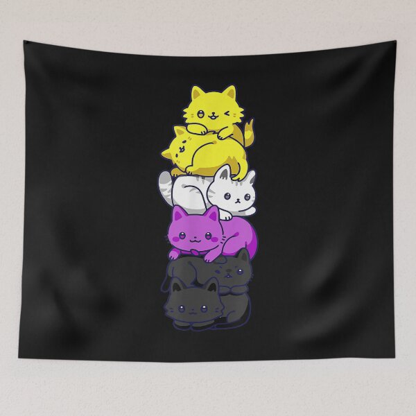 Item preview, Nonbinary Pride Cat LGBT Non Binary Flag Cute Cats Pile T-Shirt designed and sold by Lukifo-Super.