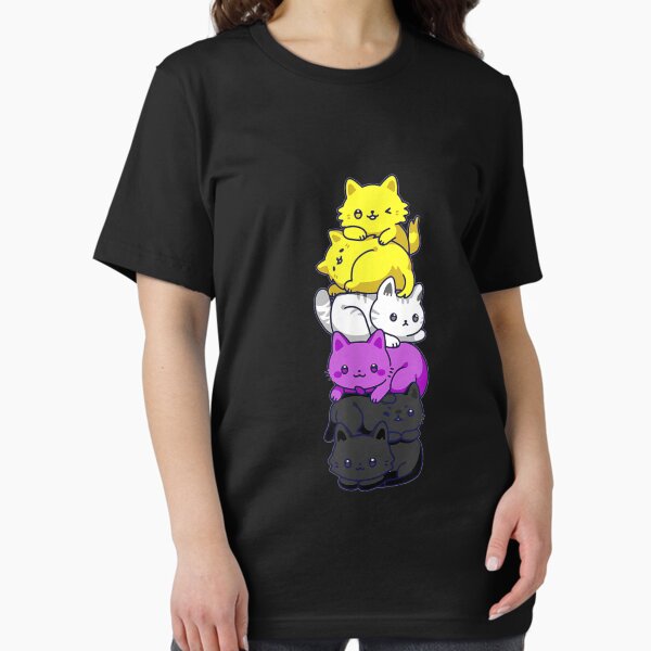 Item preview, Nonbinary Pride Cat LGBT Non Binary Flag Cute Cats Pile T-Shirt designed and sold by Lukifo-Super.